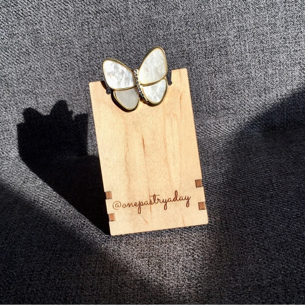 Butterfly Mother of Pearl + Rhinestone Fashion Brooch, Pin, Sparkly, Festive - Picture 11 of 16